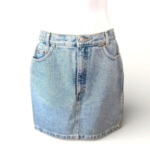GAP Vintage Denim Mini Skirt‎ 11/12 Light Wash High Waisted Made in USA